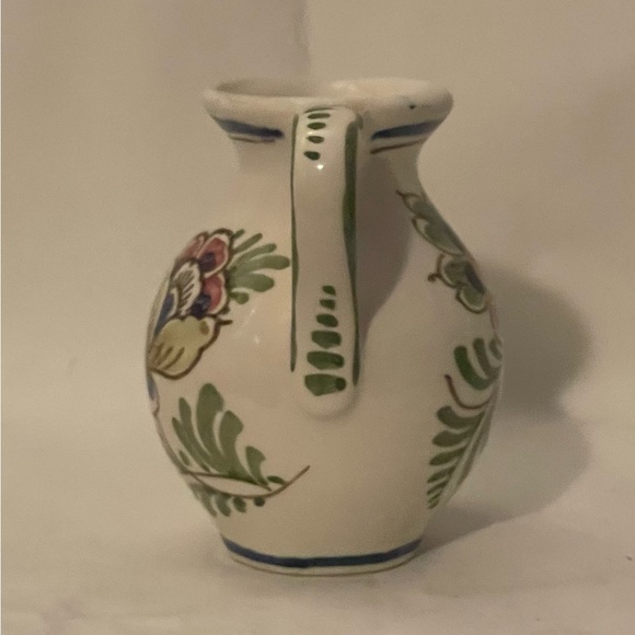 Italian Mini Ceramic Creamer MCM Handpainted Floral Design Small 3” Vtg EUC - Picture 4 of 6